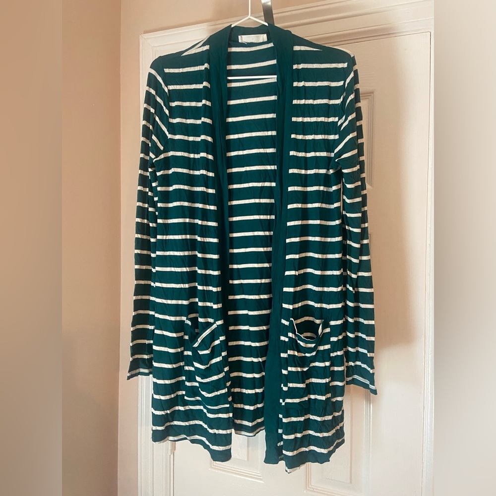 Striped long jersey cardigan